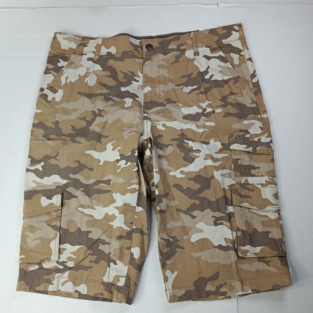 George Cargo Shorts Men's Size 38 Desert Camouflage Pockets Button 14" Inseam